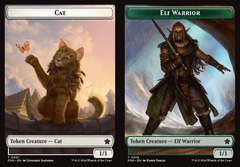 Cat (0001) // Elf Warrior (0019) Double-Sided Token - Foil